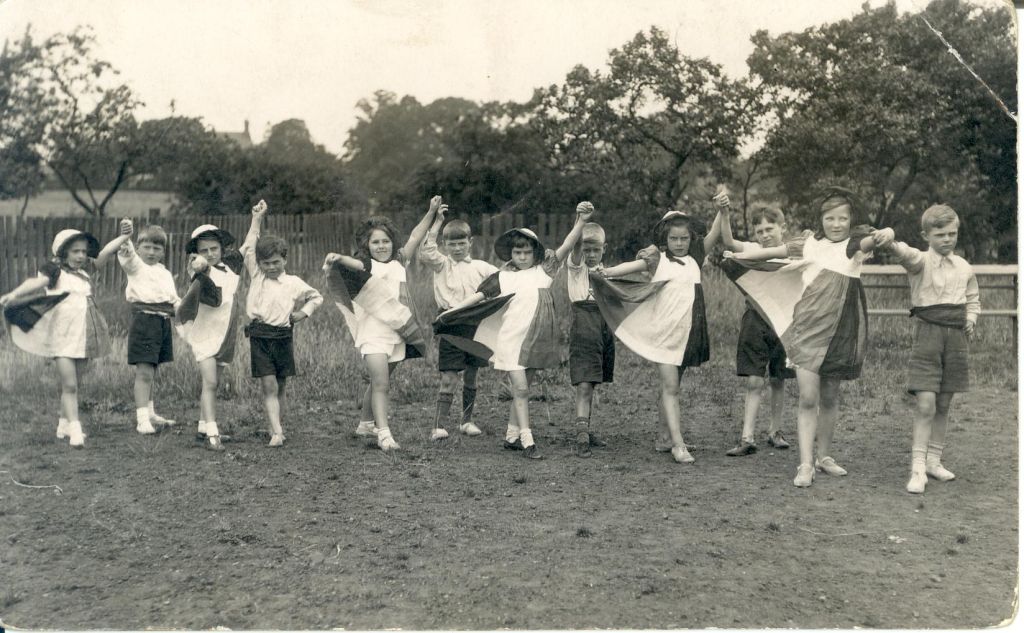 Hankelow Primary School Pupils country dancing 1941