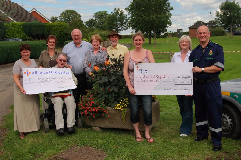 Hankelow Fete 2009 donations to Audlem 1st Responders and the Motor Neurone Disease Association